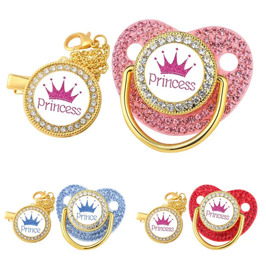 Luxury Crown Pacifier Clip Chain Set