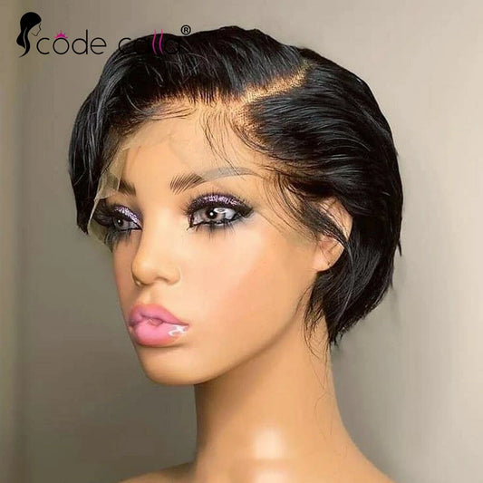 Pixie Cut Transparent Lace Human Hair Wig