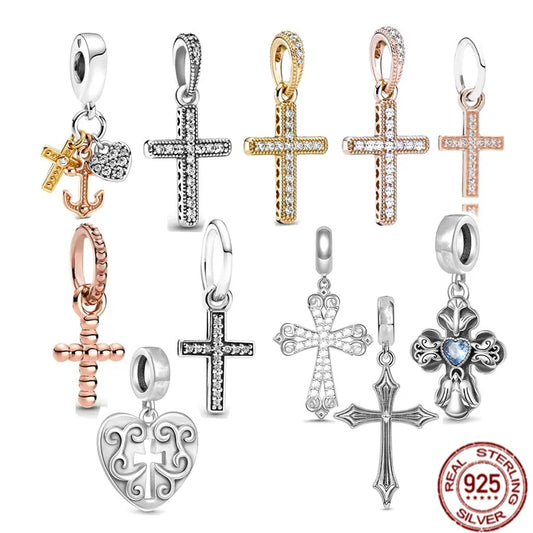 DivineSpark Jesus Cross & Heart Charm for Pandora Jewelry