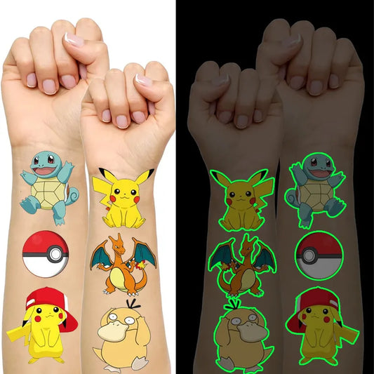 Pikachu Glow-in-the-Dark Tattoo Stickers